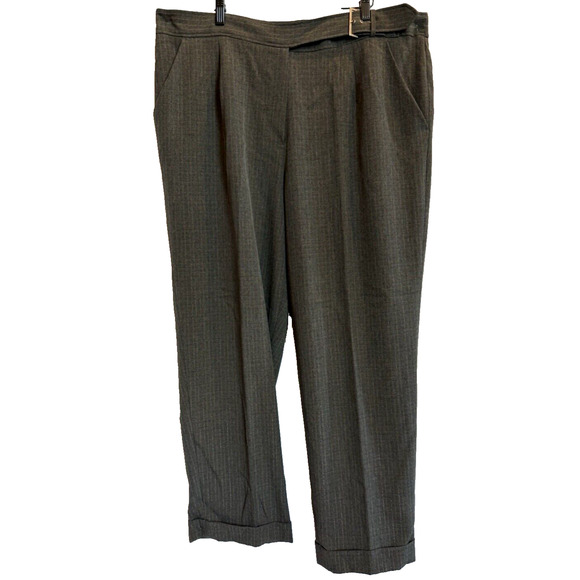 Womens Pinstripe Wide Leg Classic Minimalist Pants Size 22W Work Career Trousers - Picture 1 of 9